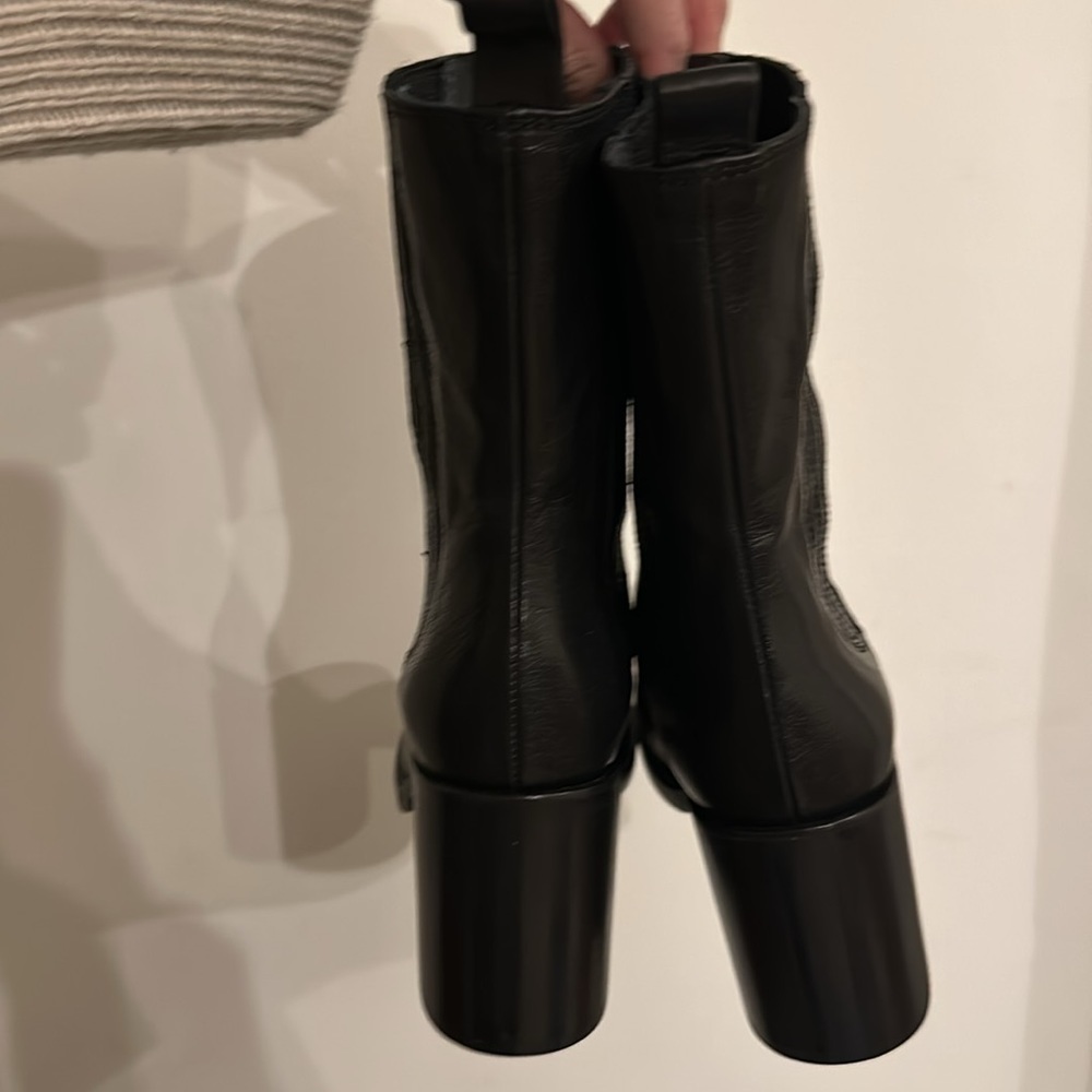 NWB No.6 Round toe leather heel boot 9.5 Black - Picture 3 of 12